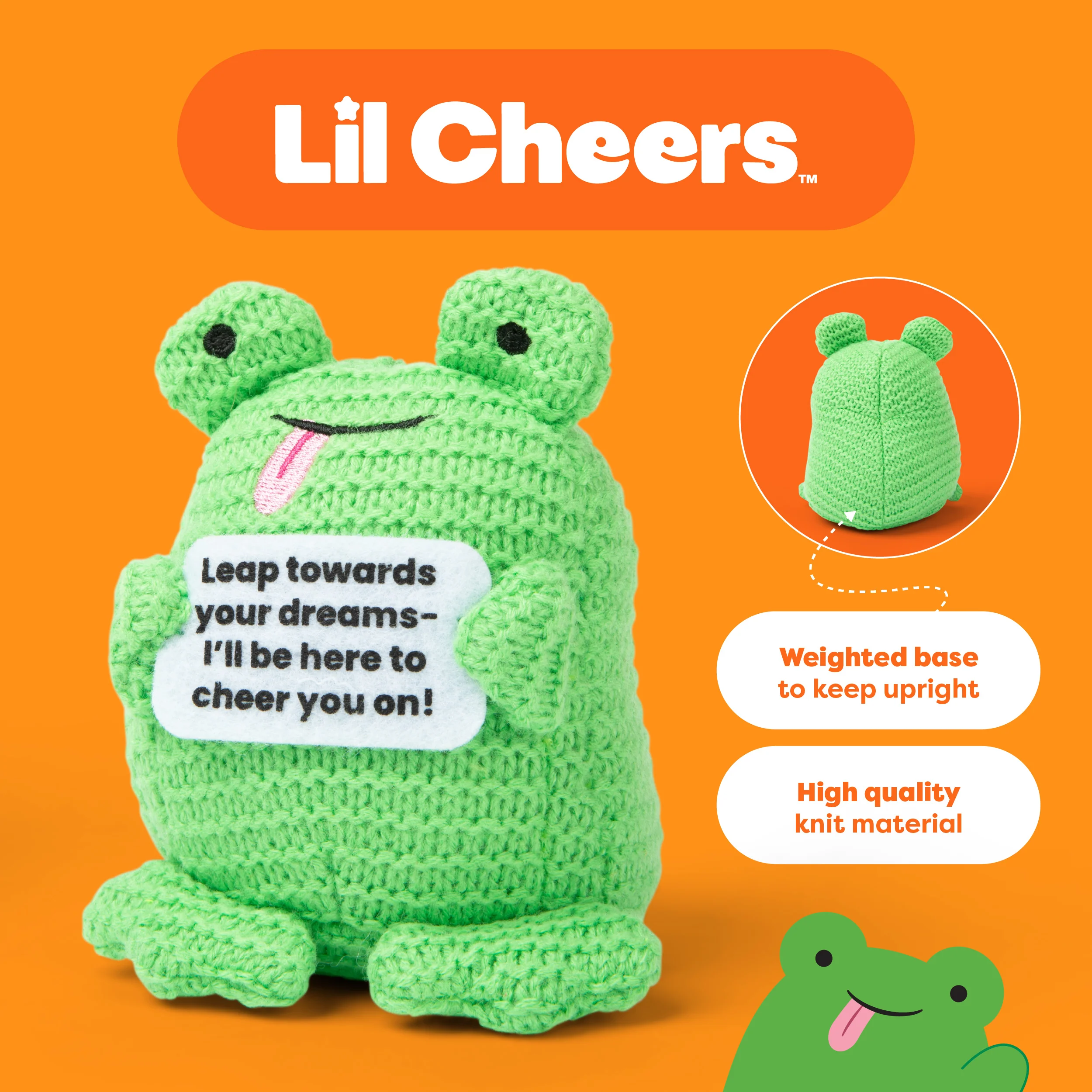 Lil Cheers Frog by Relatable – Whimsical Crochet Plush with a Positive Message 3 Lil Cheers Frog by Relatable – Whimsical Crochet Plush with a Positive Message