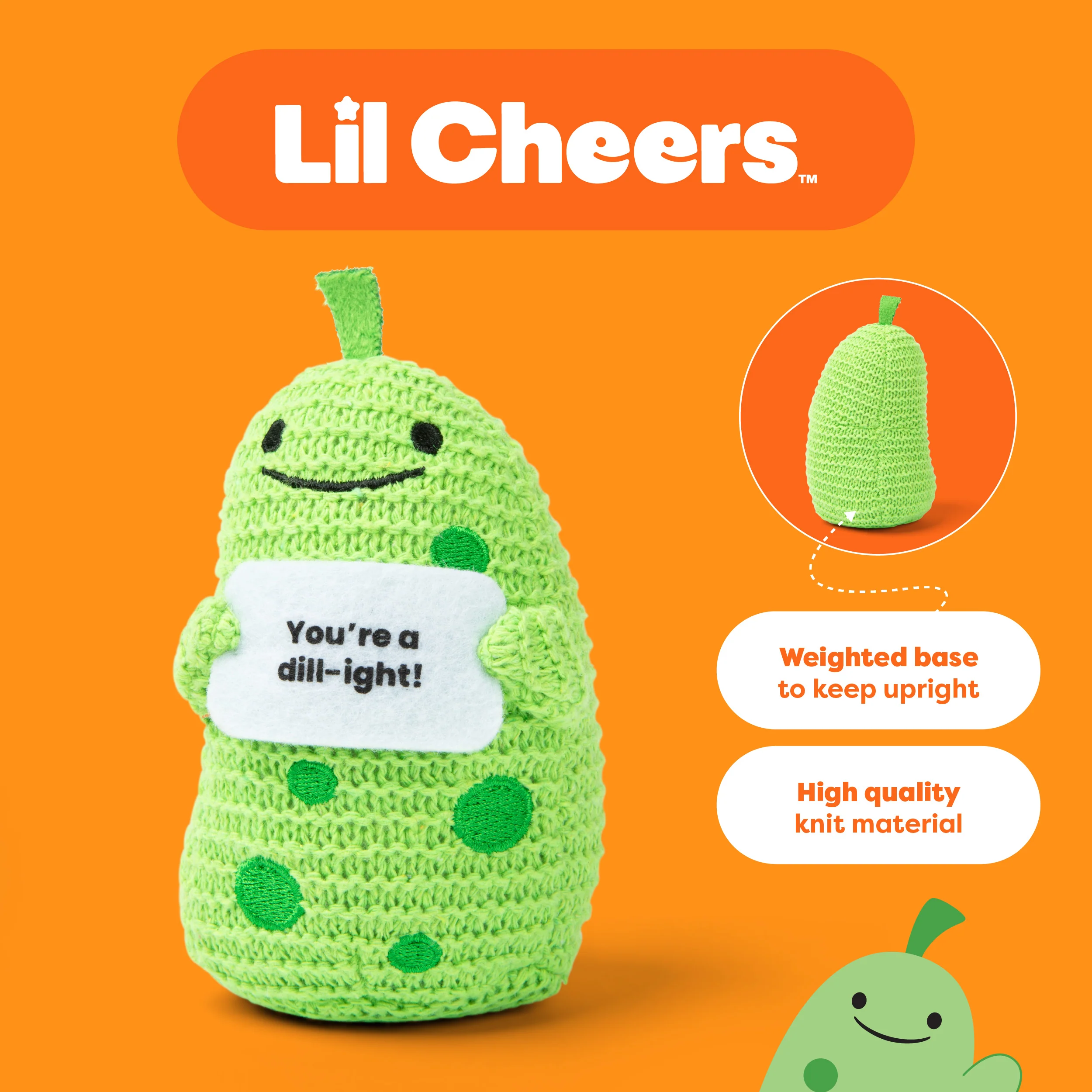 Lil Cheers Pickle by Relatable – Funny Crochet Plush with Feel-Good Vibes
