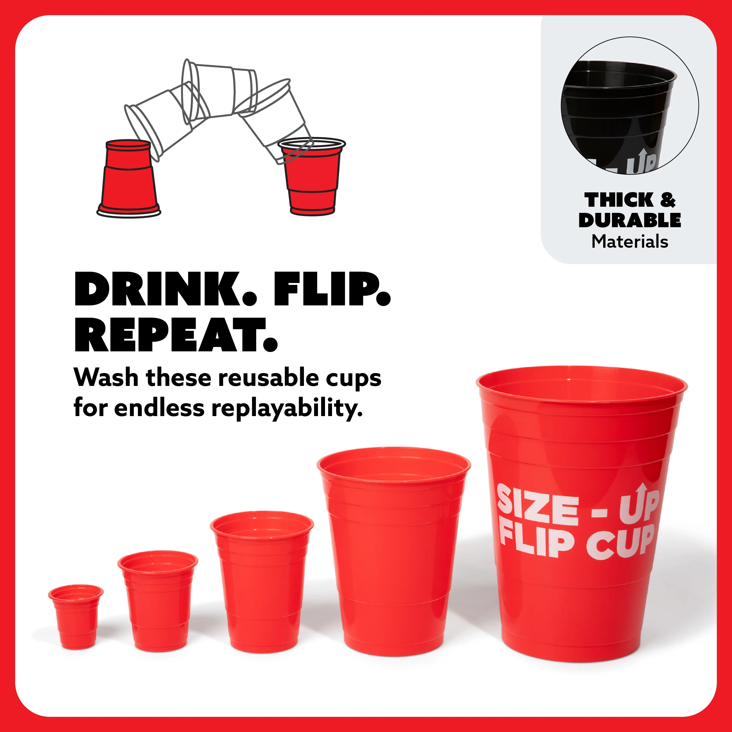 Size Up Flip Cup by BUZZED – A Hilarious Twist on the Classic Drinking Game 3 Size Up Flip Cup by BUZZED – A Hilarious Twist on the Classic Drinking Game