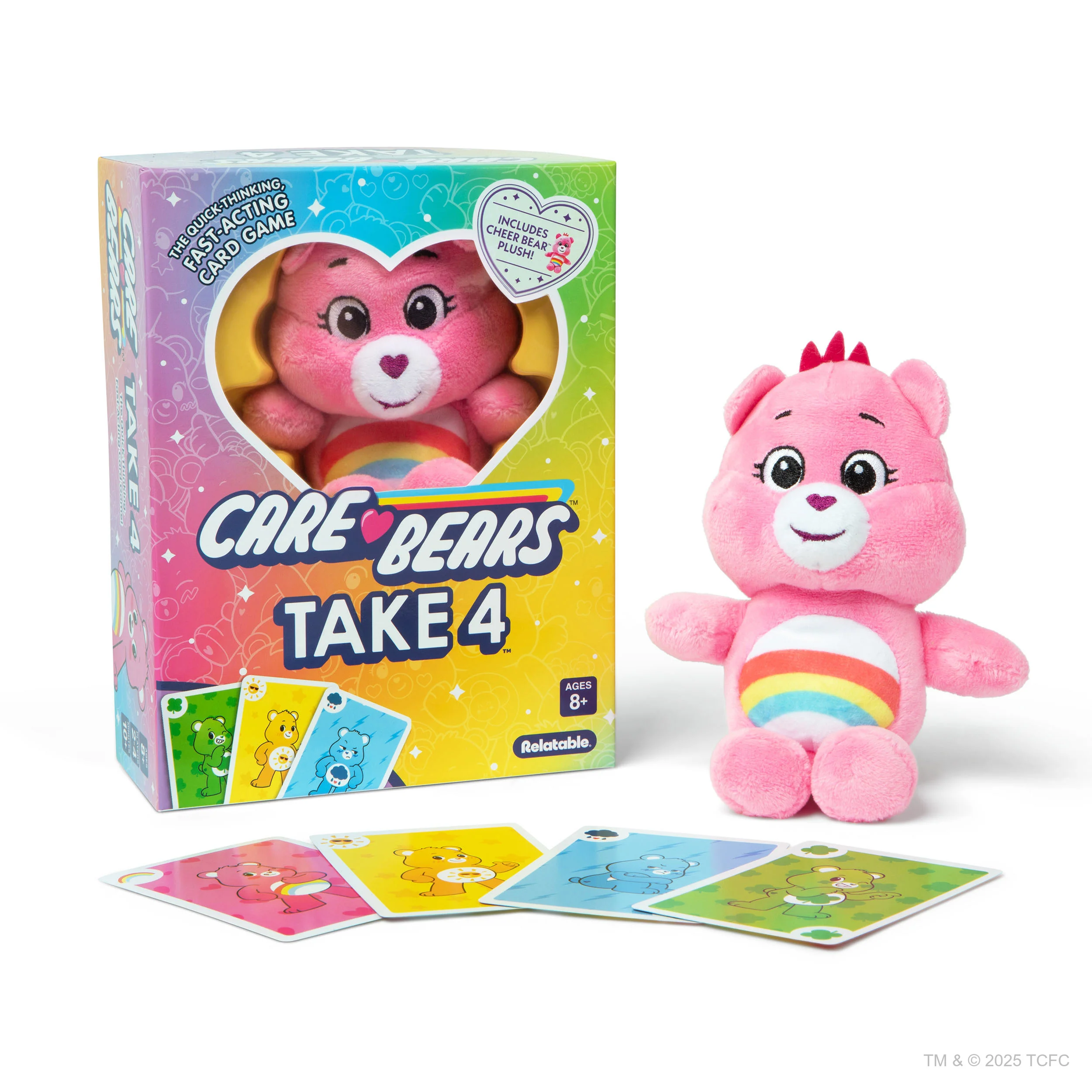 Care Bears™ Take 4 by Relatable – A fast, cute family card game featuring an exclusive Cheer Bear plushie