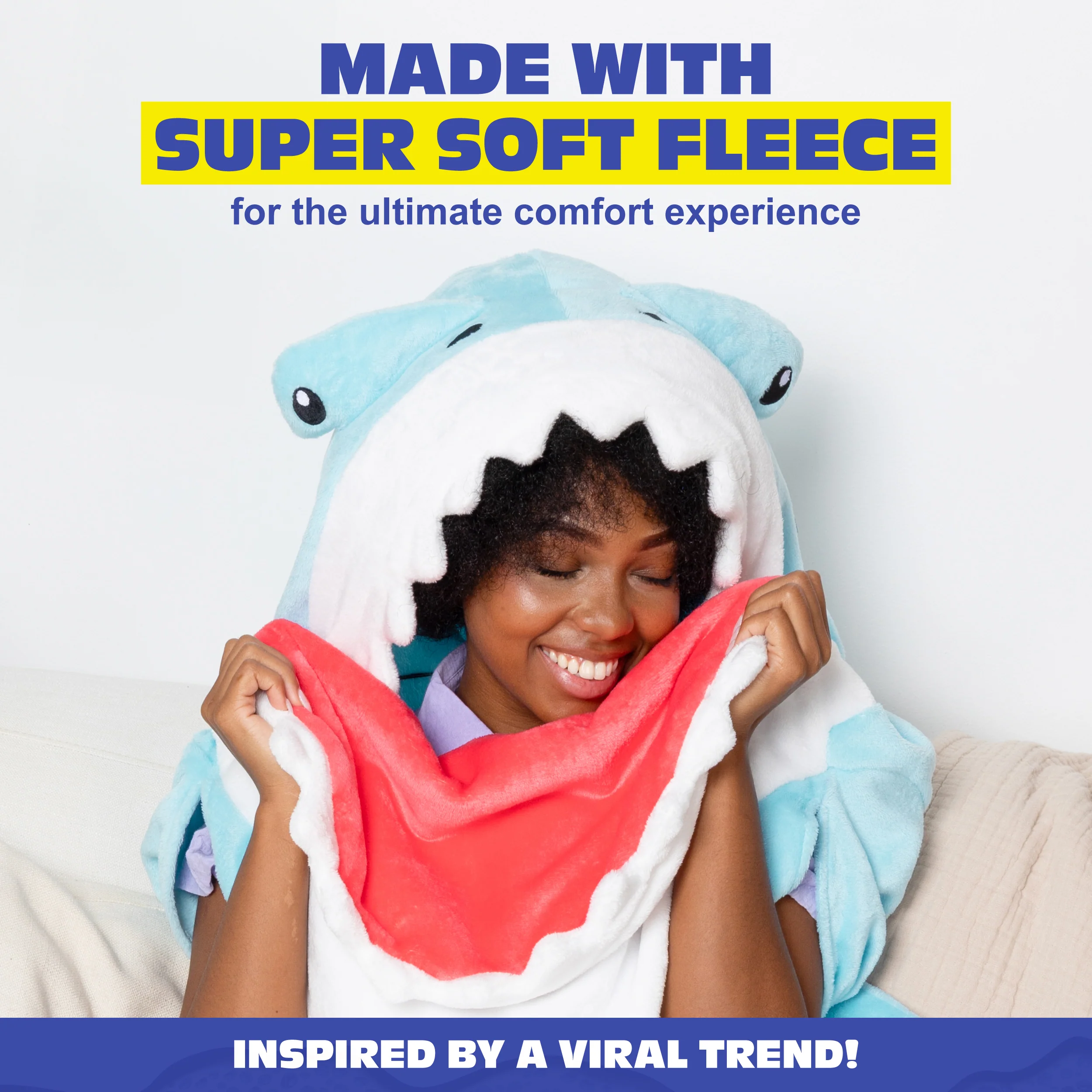 Cozy Concepts Co. Hammerhead Shark Blanket With Sleeves for Hands Free Convenience 4 Cozy Concepts Co. Hammerhead Shark Blanket With Sleeves for Hands Free Convenience