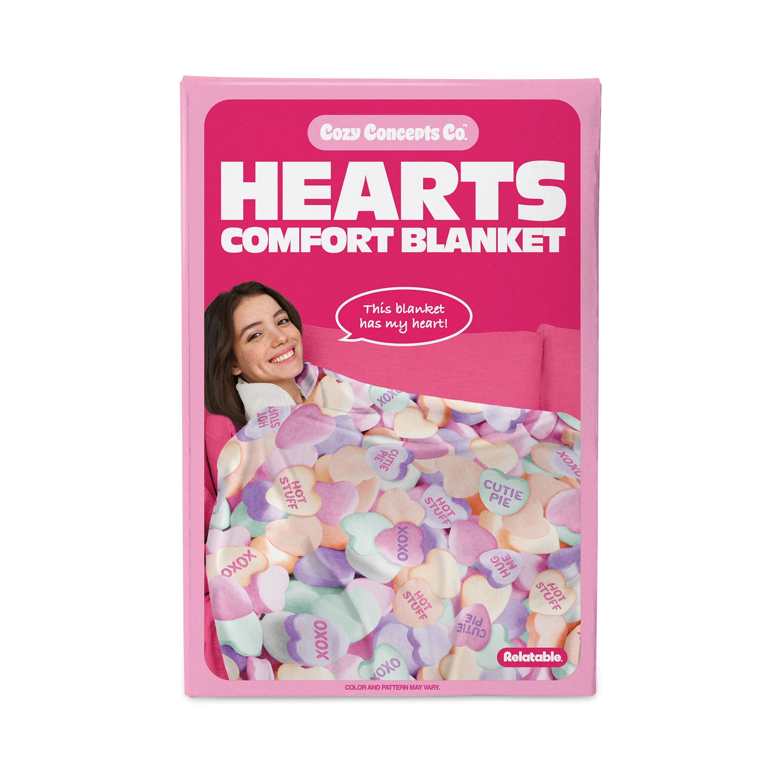 Cozy Concepts Co. Hearts Comfort Blanket by Relatable, Super Soft Plush Throw