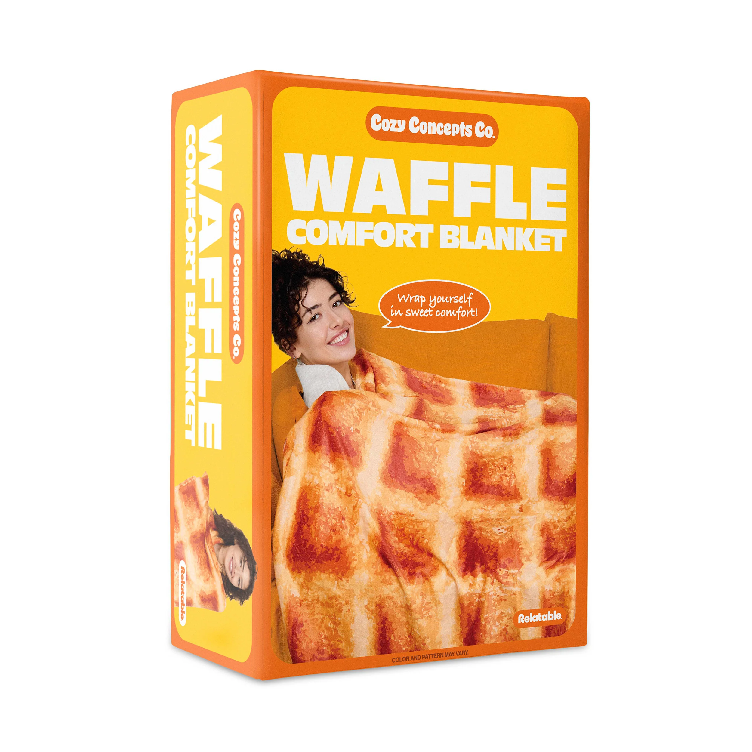Cozy Concepts Co. Waffle Blanket by Relatable – Giant Breakfast Throw with Butter Square