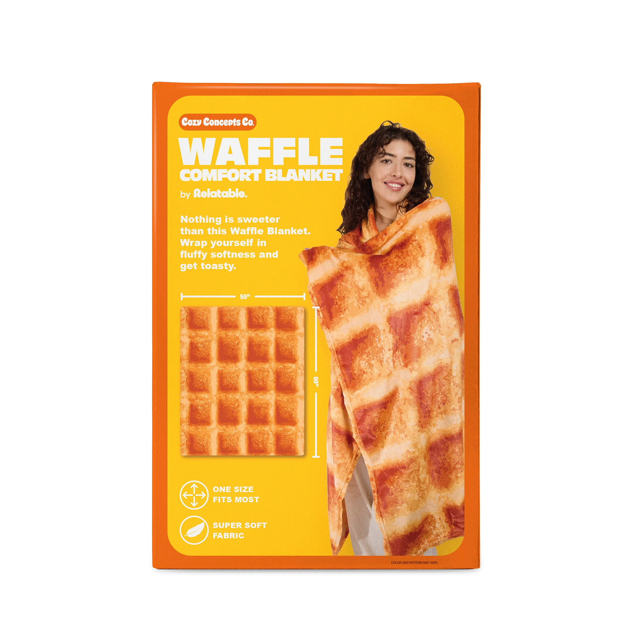 Cozy Concepts Co. Waffle Blanket by Relatable – Giant Breakfast Throw with Butter Square