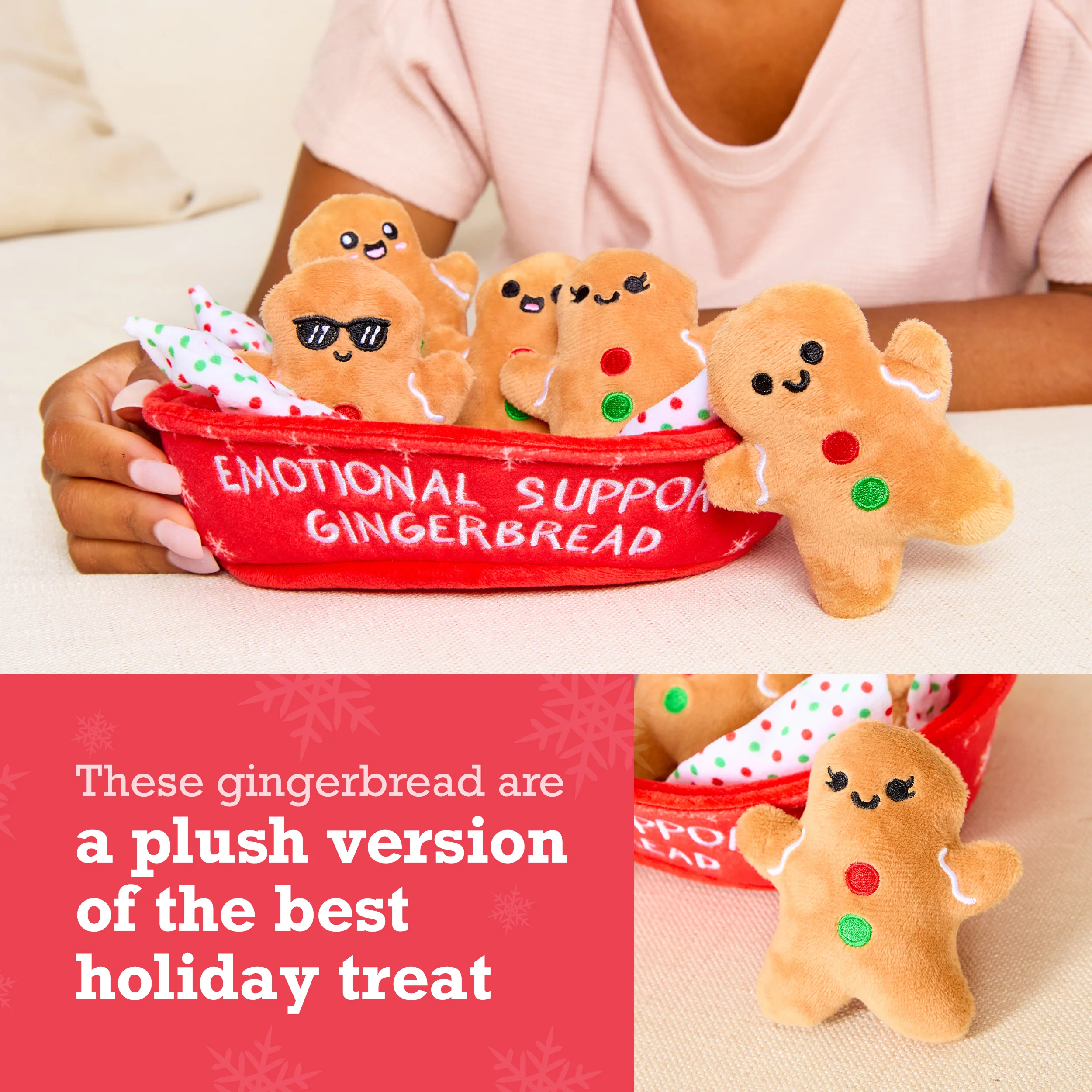 Emotional Support Gingerbread – Soft Plush Cookie Toy, Cute Holiday Gift